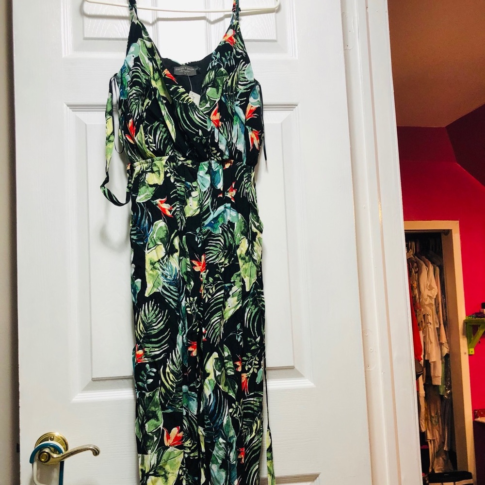 Ruby Jenna Palm Jumpsuit. Open Tie Jogger Leg - image 1